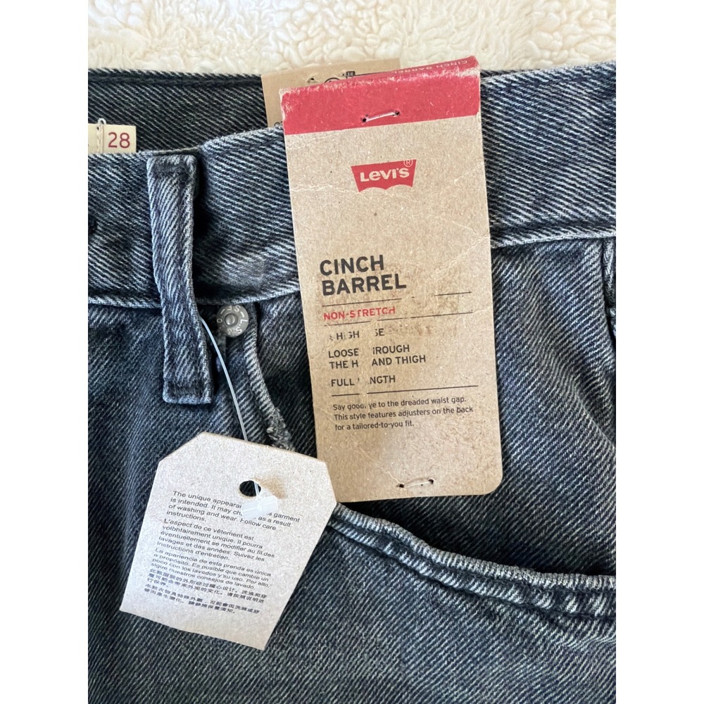 Levi's Cinch Barrel Jeans Women 28 Black High Rise Loose Curved Leg NEW - Picture 5 of 10